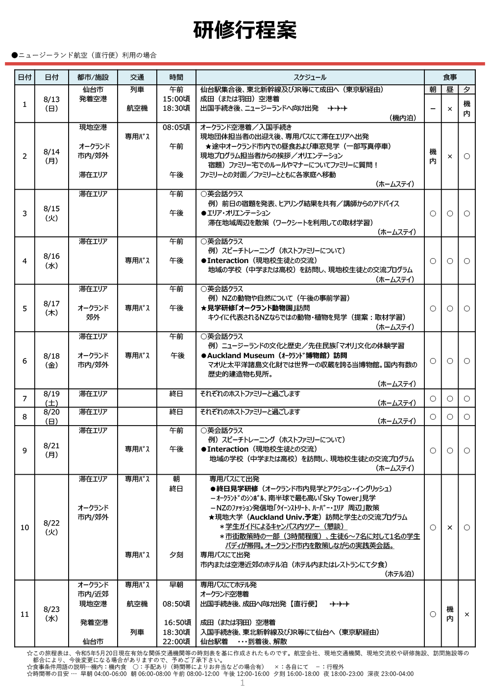 スケジュール